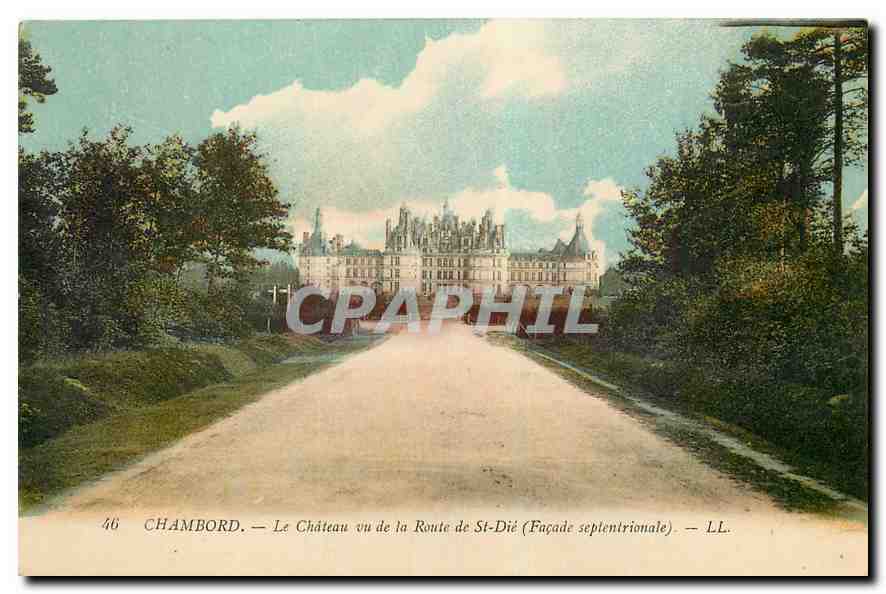Chambord — Ansicht des Schlosses von der St-Dié Straße (Nördliche Fassade) — LL.