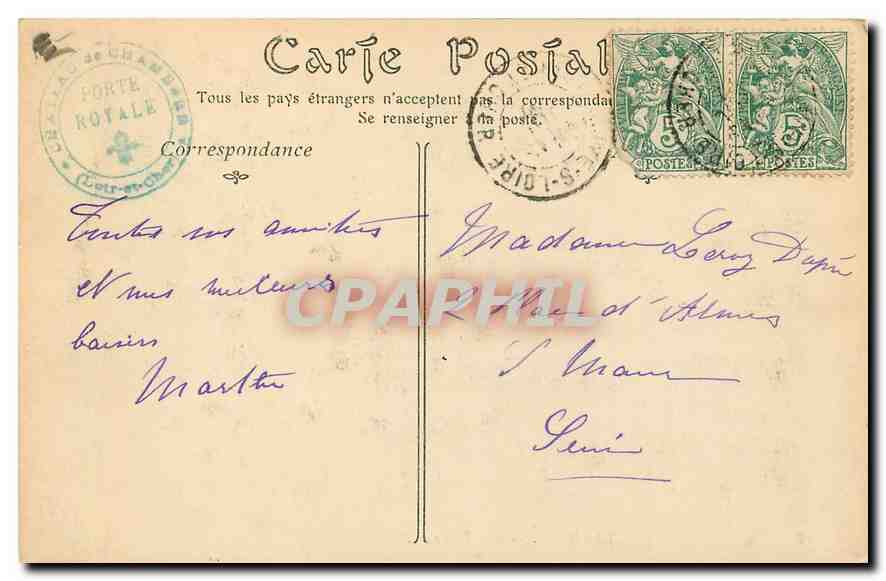 CPA Chateau de Chambord Aile Francois I  — Verso
