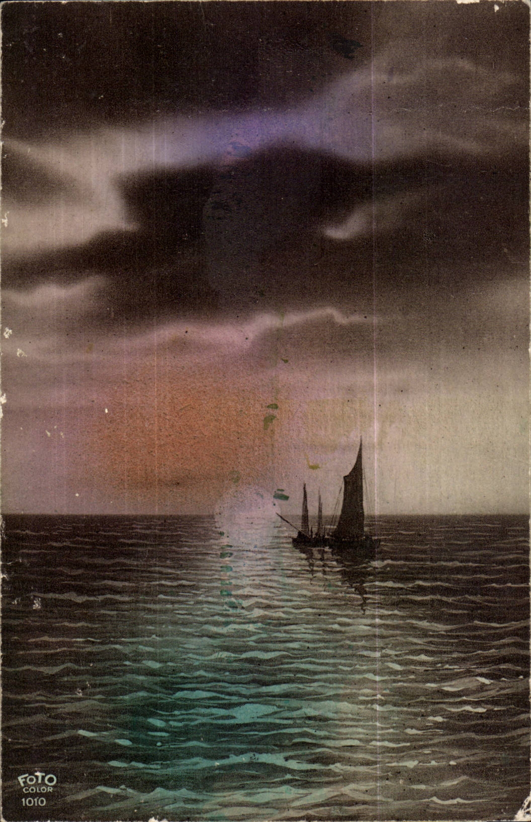 CPA Fantaisie Paysage et bateau