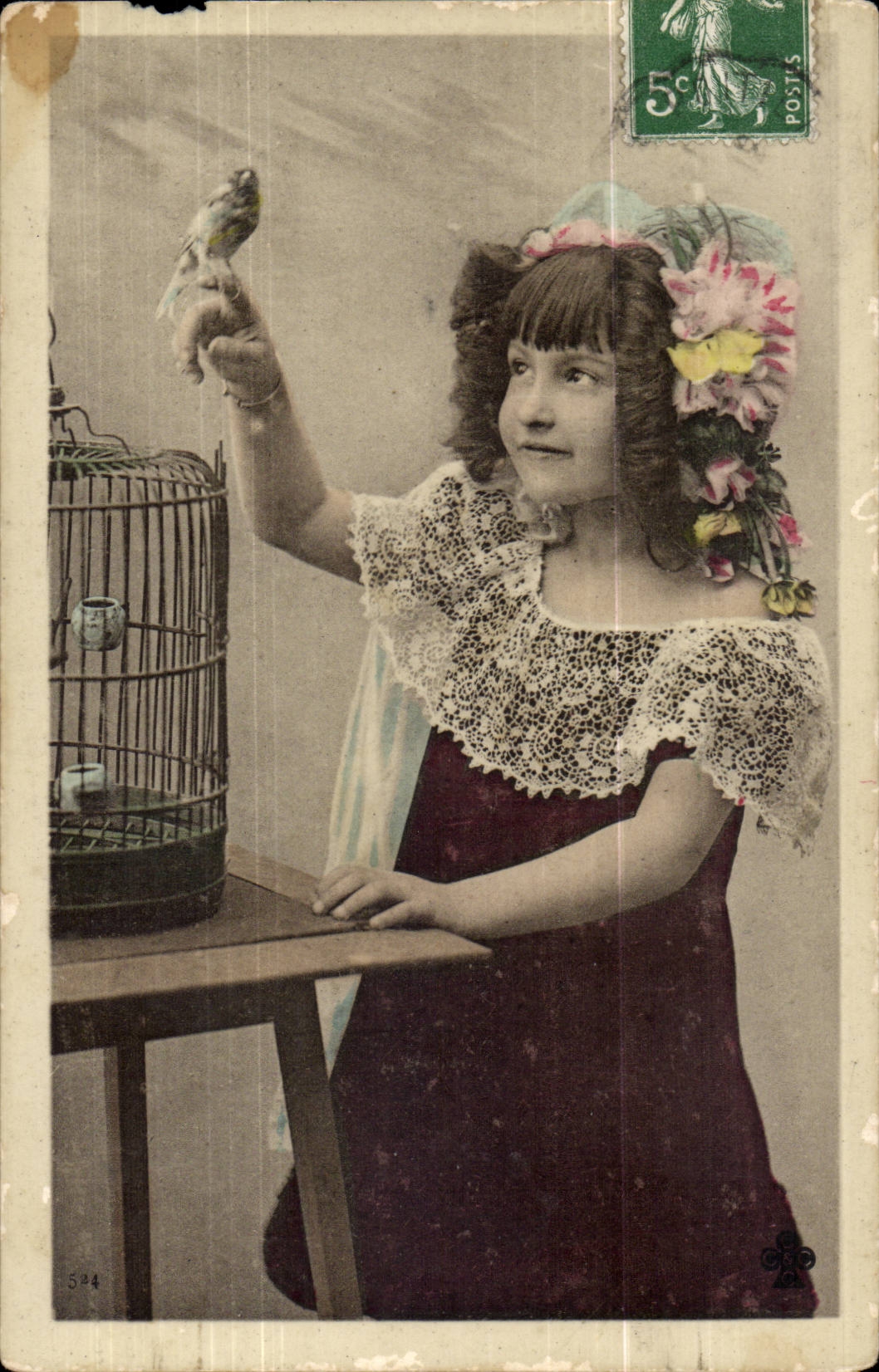 CPA Fantaisie Enfant et oiseau