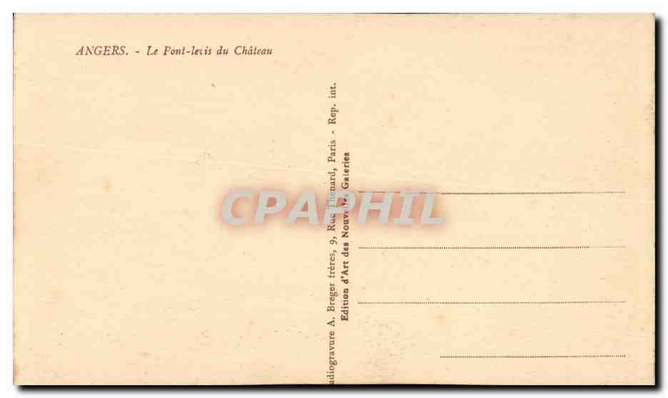 Angers CPA Le pont levis du chateau — Rückseite