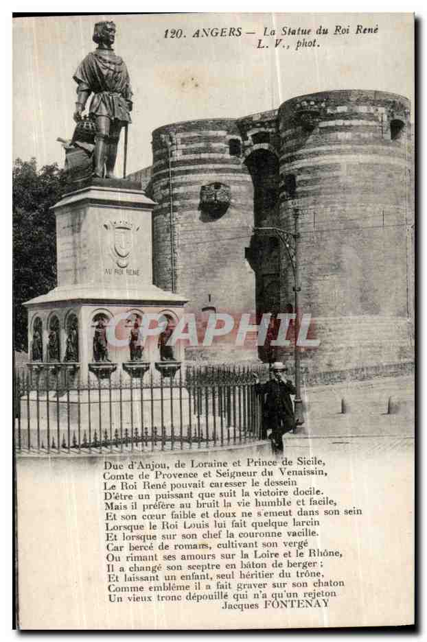 Angers CPA Le chateau La statue du roi Rene