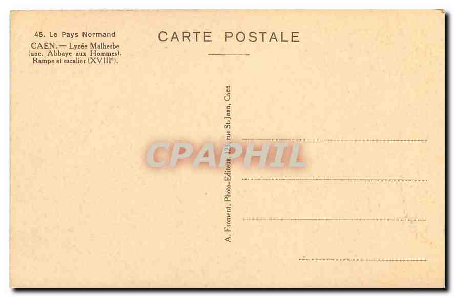 CPA Le Pays Normand Caen Lycee Malherbe Rampe et Escalier  — Rückseite