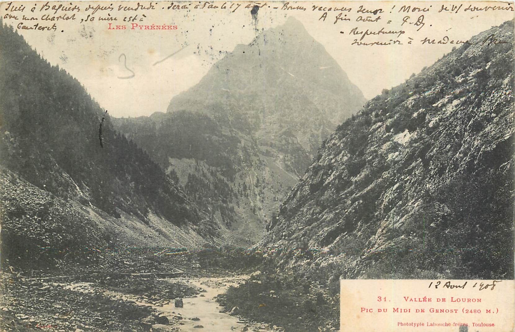 Vallée de Louron — Pic du Midi de Génost (2480 m) — Phototypie Labouche Frères, Toulouse