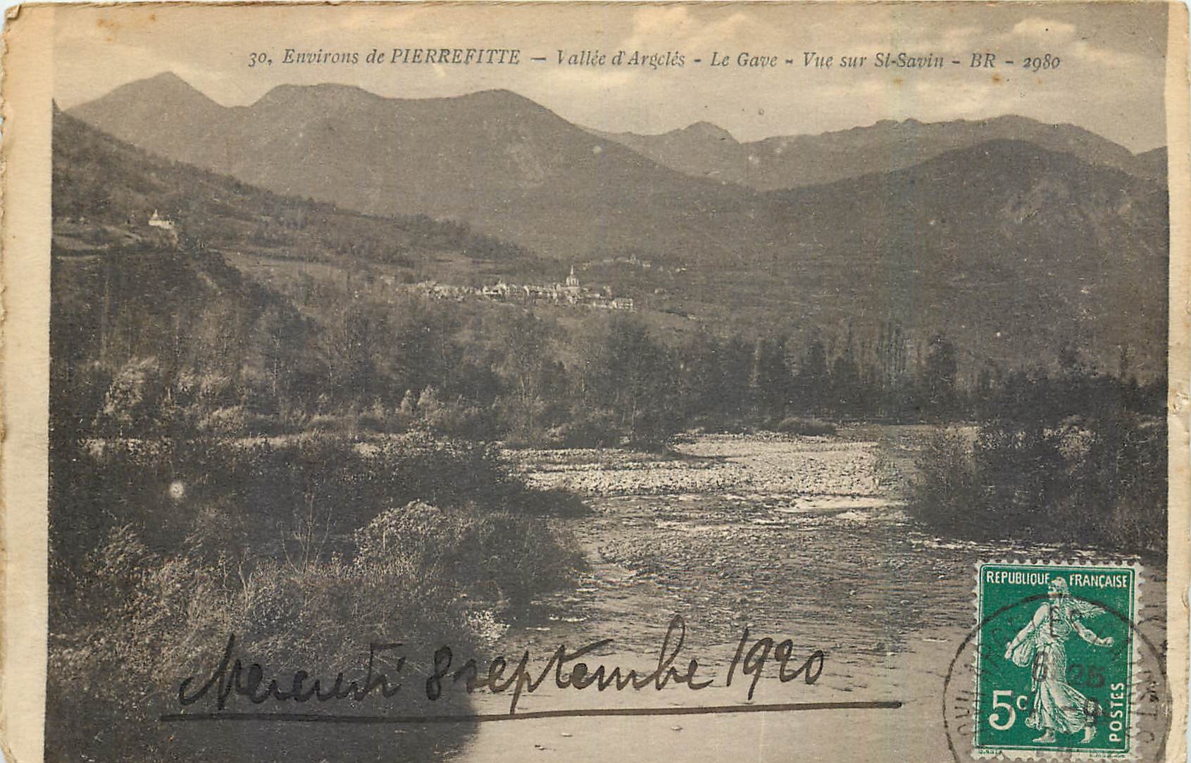 Environ de PIERREFITTE — Vallée d'Argelès — Le Gave — Vue sur St-Savin — BR - 2980