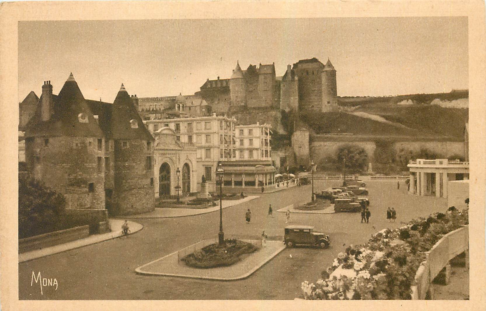 CPA Les Petits Tableaux de Normandie Dieppe Les Tourelles le Theatre le Chateau et l'Esplanade du Ca