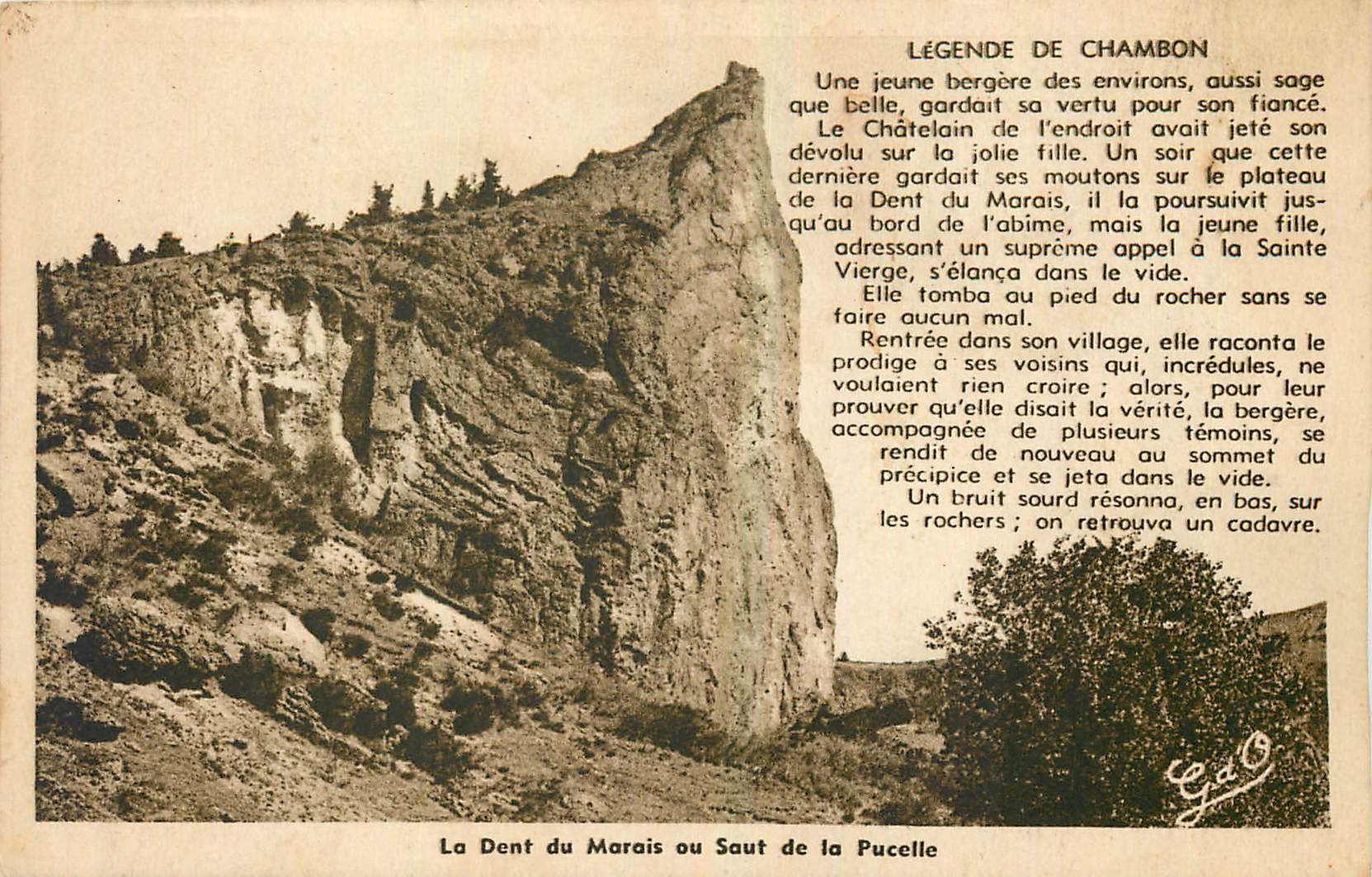 CPA Legende de Chambon La Dend du Marais ou Saut de la Pucelle 
