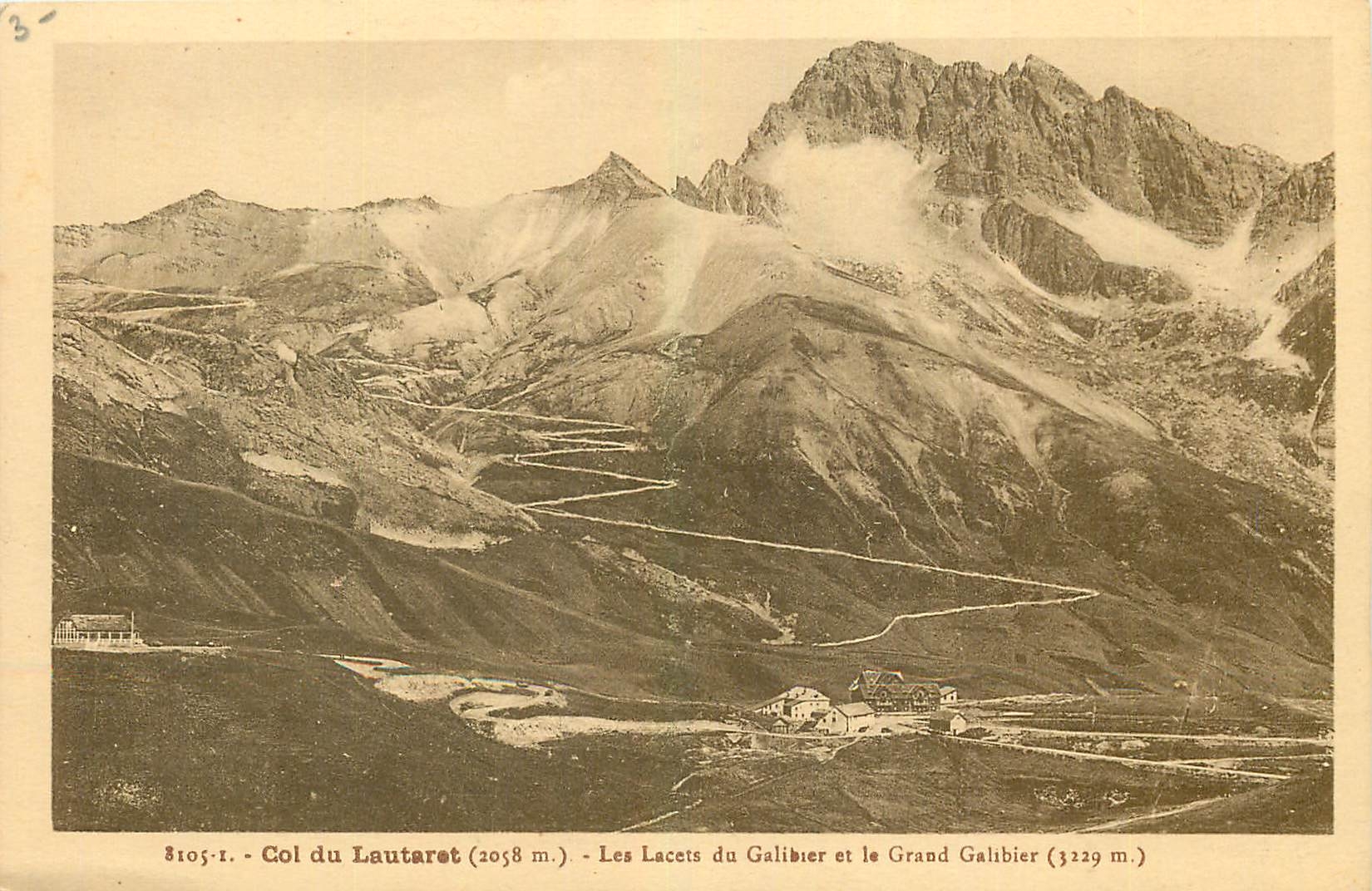 Col du Lautaret (2058 m.) — Les Lacets du Galibier et le Grand Galibier (3229 m.) — A. Hourlier, Grenoble