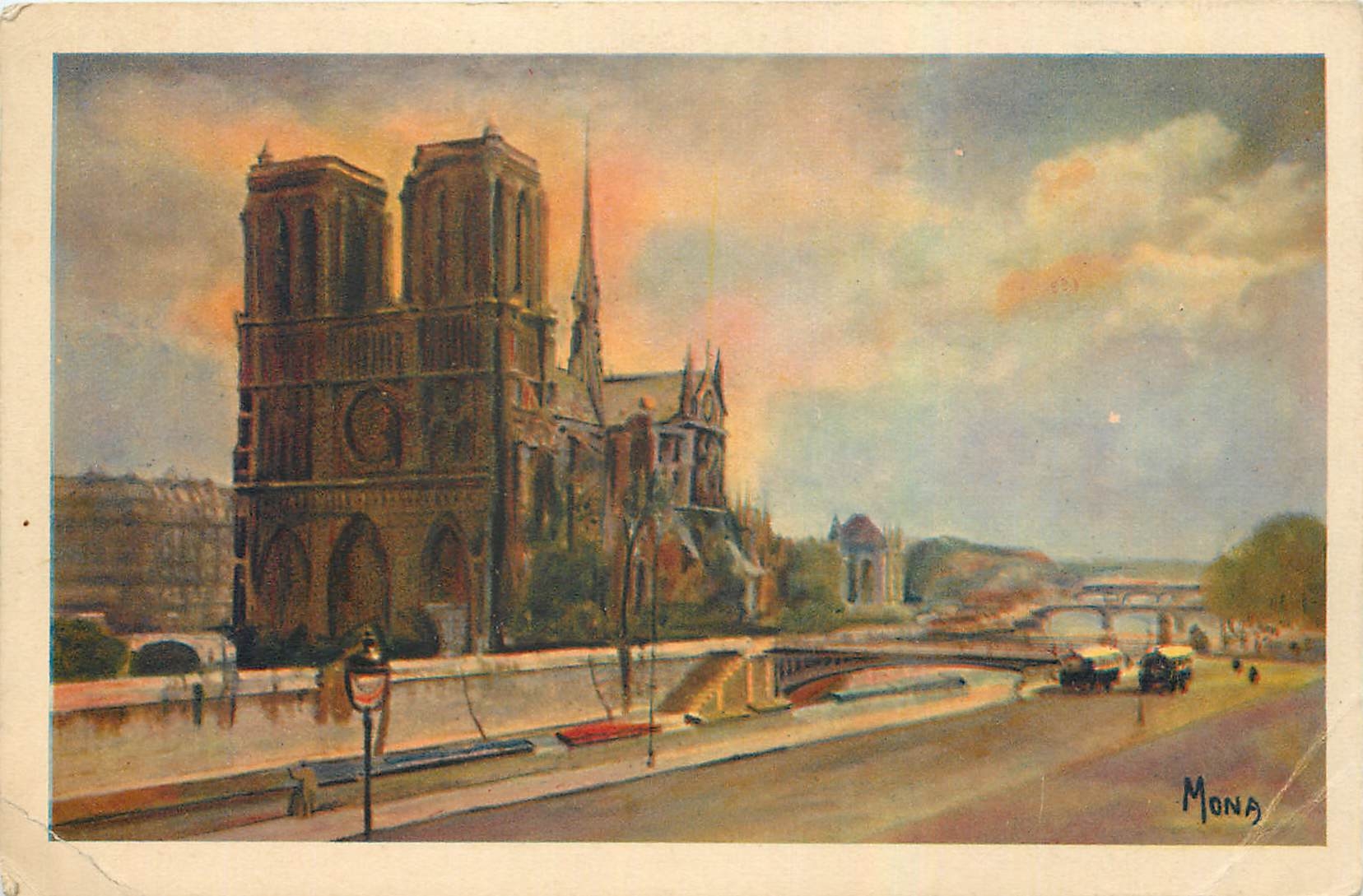 CPA Les Petits Tableaux de Paris Notre Dame et la Seine vue prise du Quai Saint Michel 