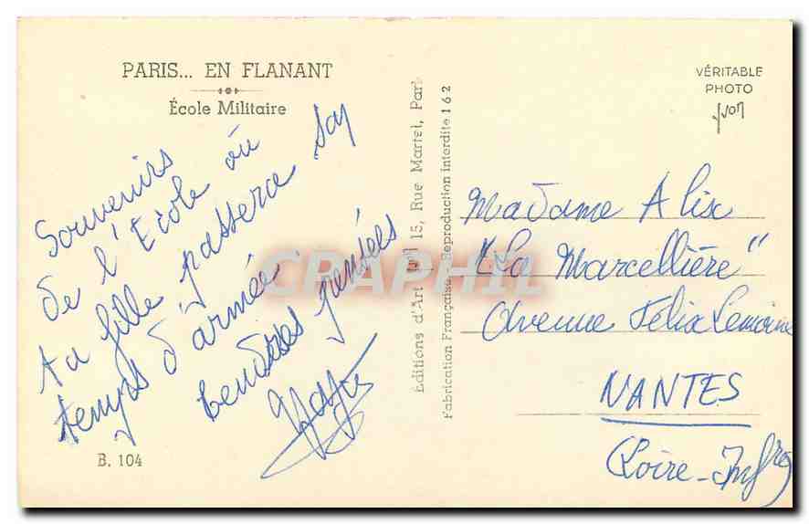 CPA Paris en Flanant Ecole Militaire  — Rückseite