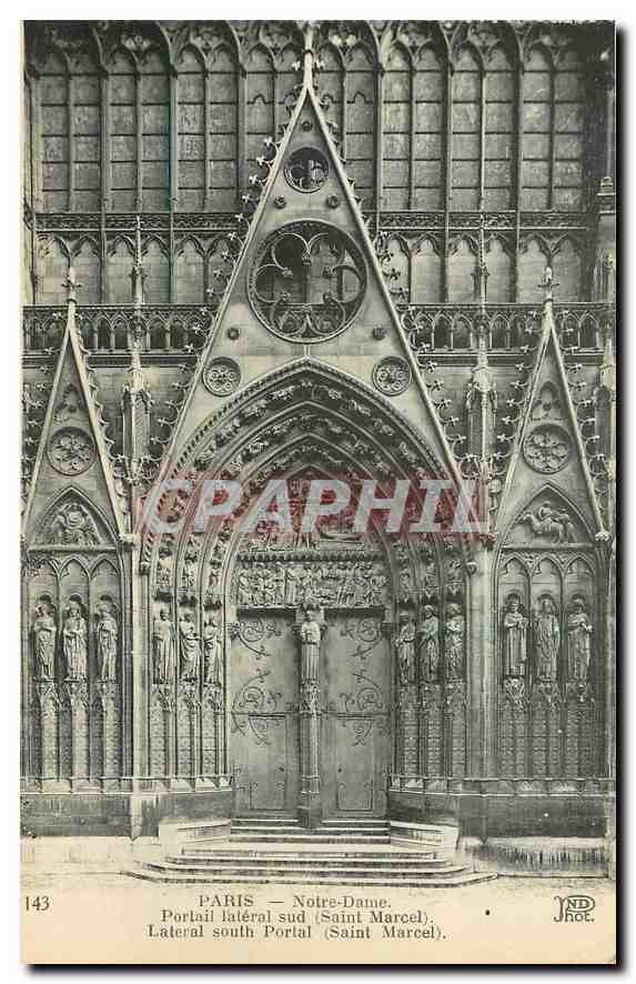 CPA Paris Notre Dame Portail lateral sud Saint Marcel 