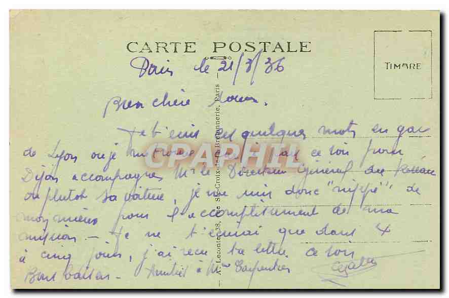 CPA Paris Chambre des Deputes et Place du Palais Bourbon  — Rückseite
