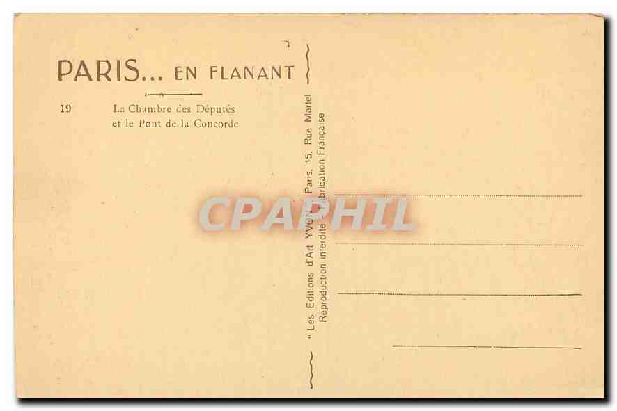 CPA Paris en Flanant La Chambre des Deputes et le Pont de la Concorde  — Verso