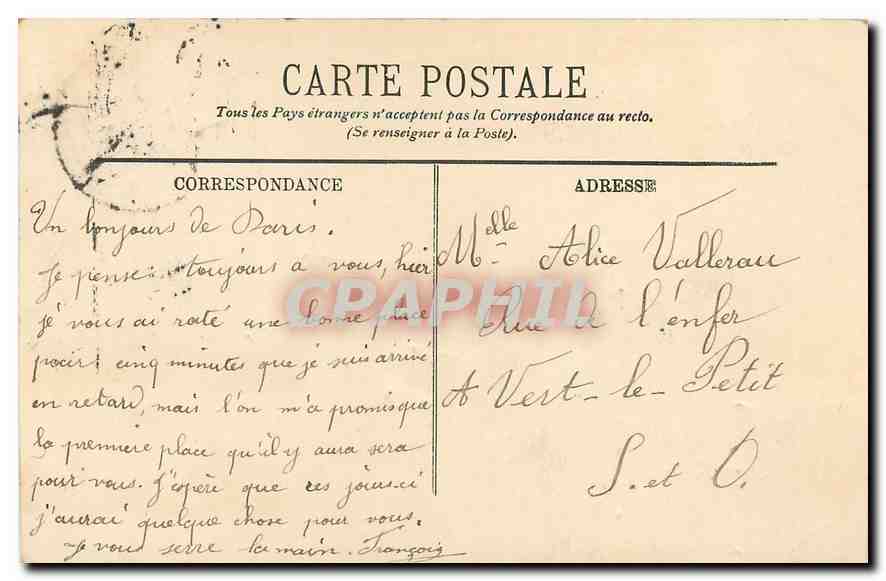 CPA Paris L'Arc de Triomphe  — Rückseite