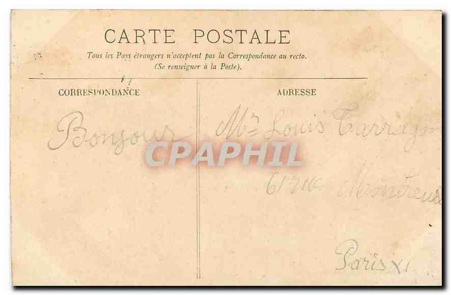 CPA Paris Les Buttes Chaumont Le Pont suspendu et le Belvedere  — Rückseite