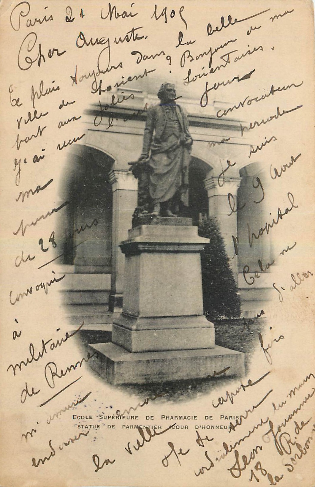CPA Ecole superieure de Pharmacie de Paris Statue de Parmentier Cour d'honneur