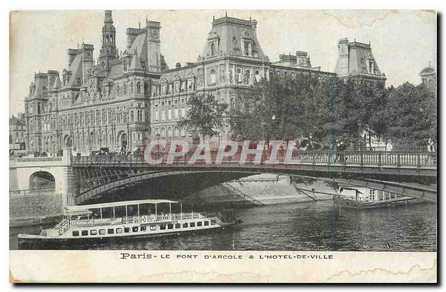 CPA Paris Le Pont d'Arcole et l'Hotel de Ville 