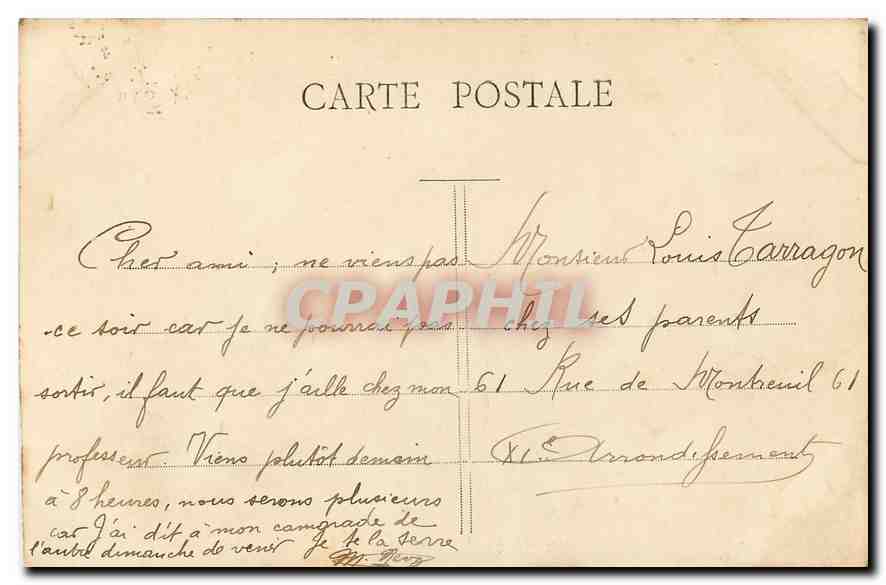 CPA Paris Le Square Tenon  — Verso