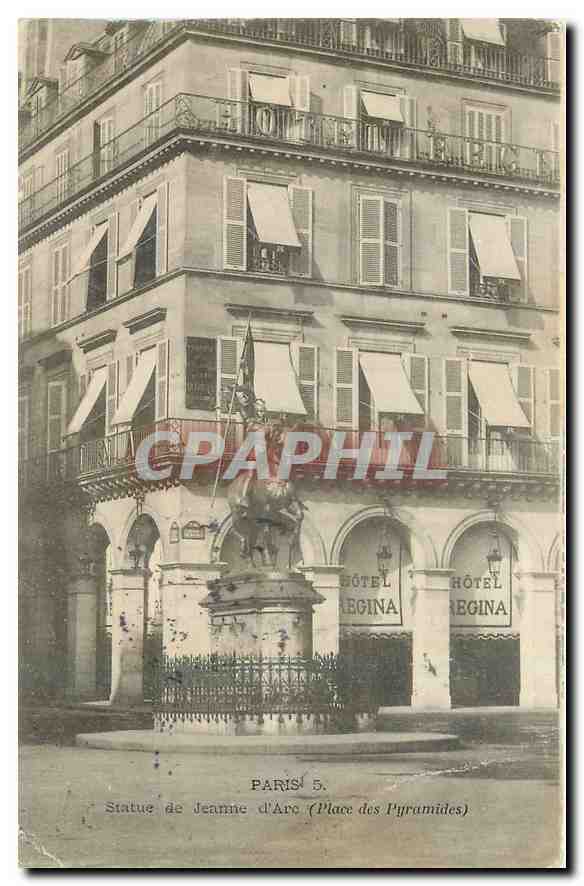CPA Paris Statue de Jeanne d'Arc Place des Pyramides Hotel Regina
