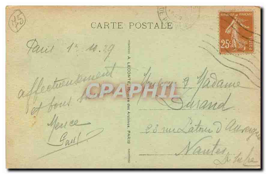 CPA Paris Place de la Bastille  — Rückseite