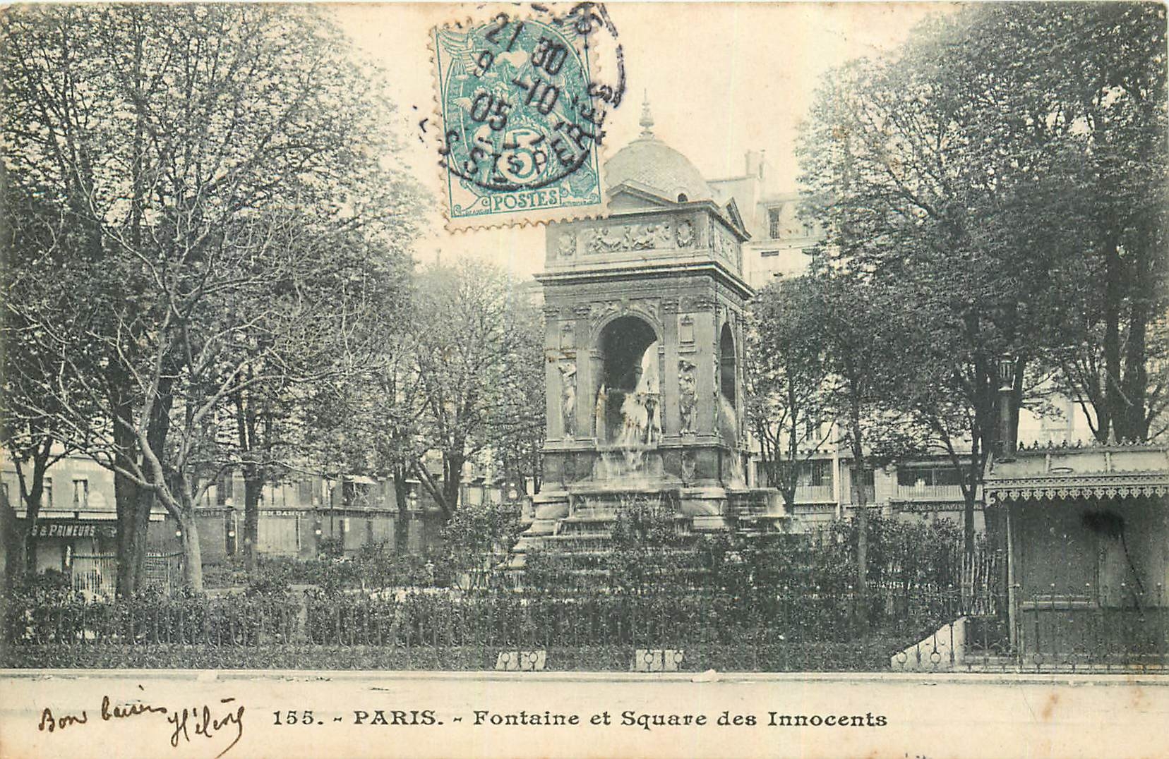 CPA Paris Fontaine et Square des Innocents 