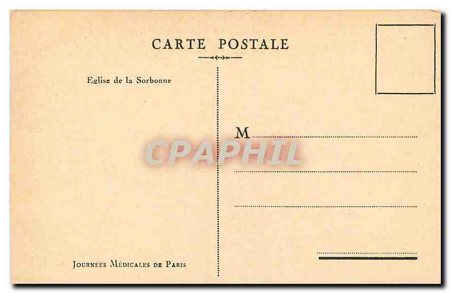 CPA Paris Eglise de la Sorbonne  — Verso