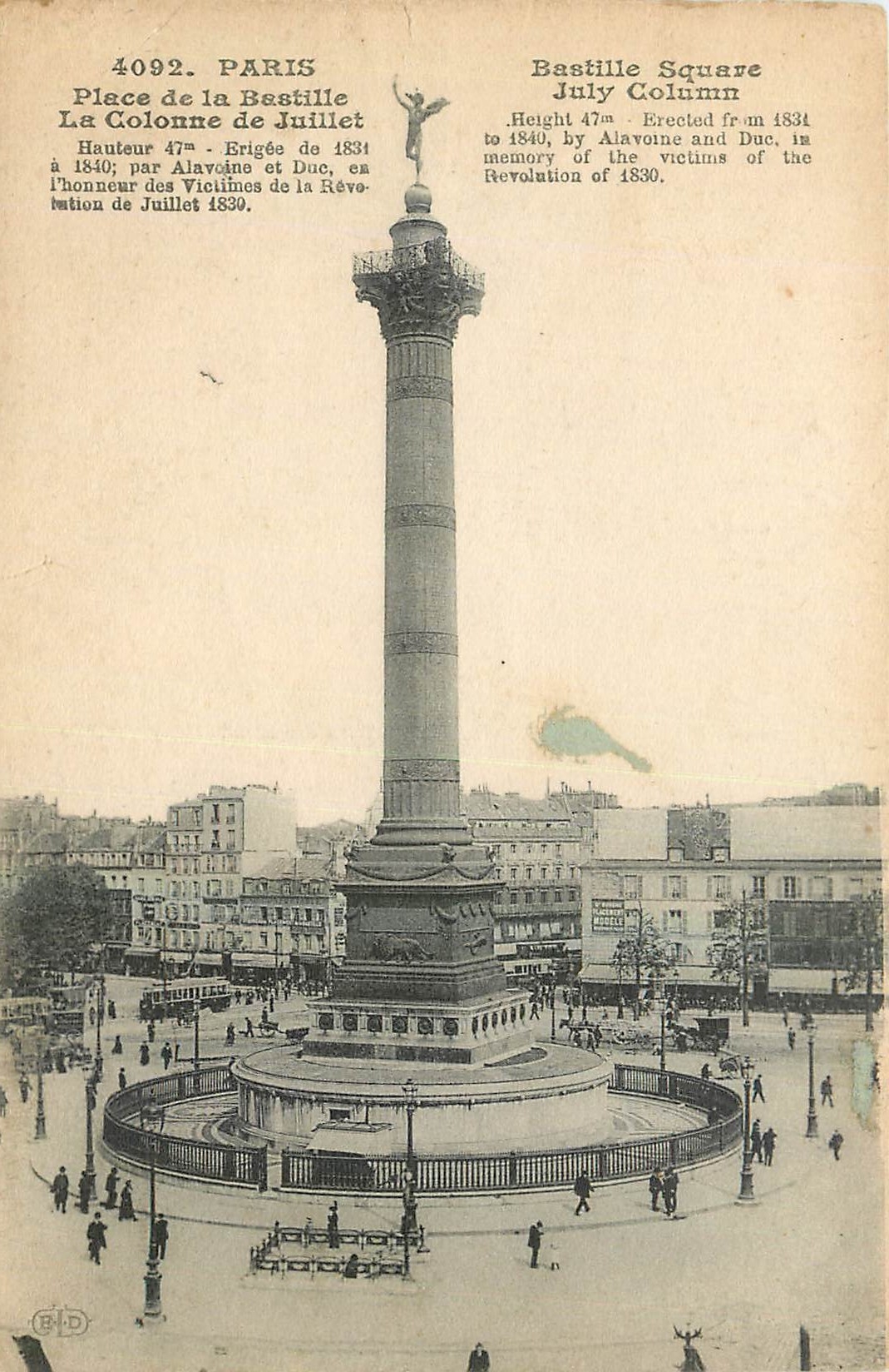 CPA Paris Place de la Bastille La Colonne de Julliet 
