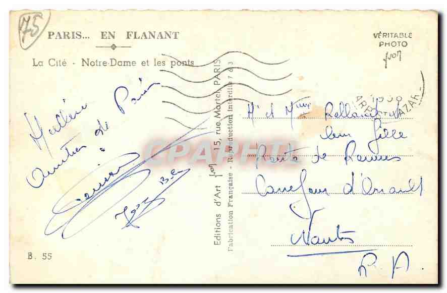 CPA Paris La Cite Notre Dame et les ponts  — Rückseite
