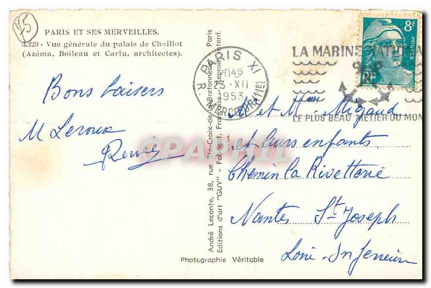 CPA Paris et ses Merveilles Vue generale du Palais de Chaillot  — Rückseite