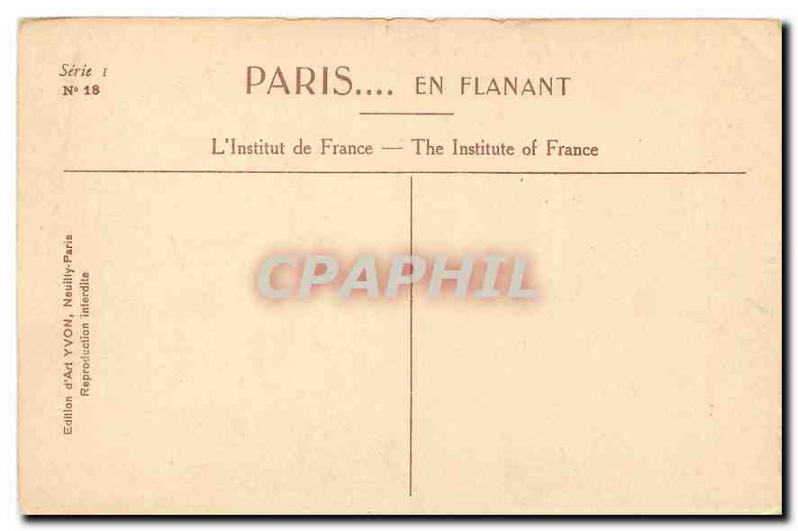 CPA Paris l'Institut de France  — Rückseite