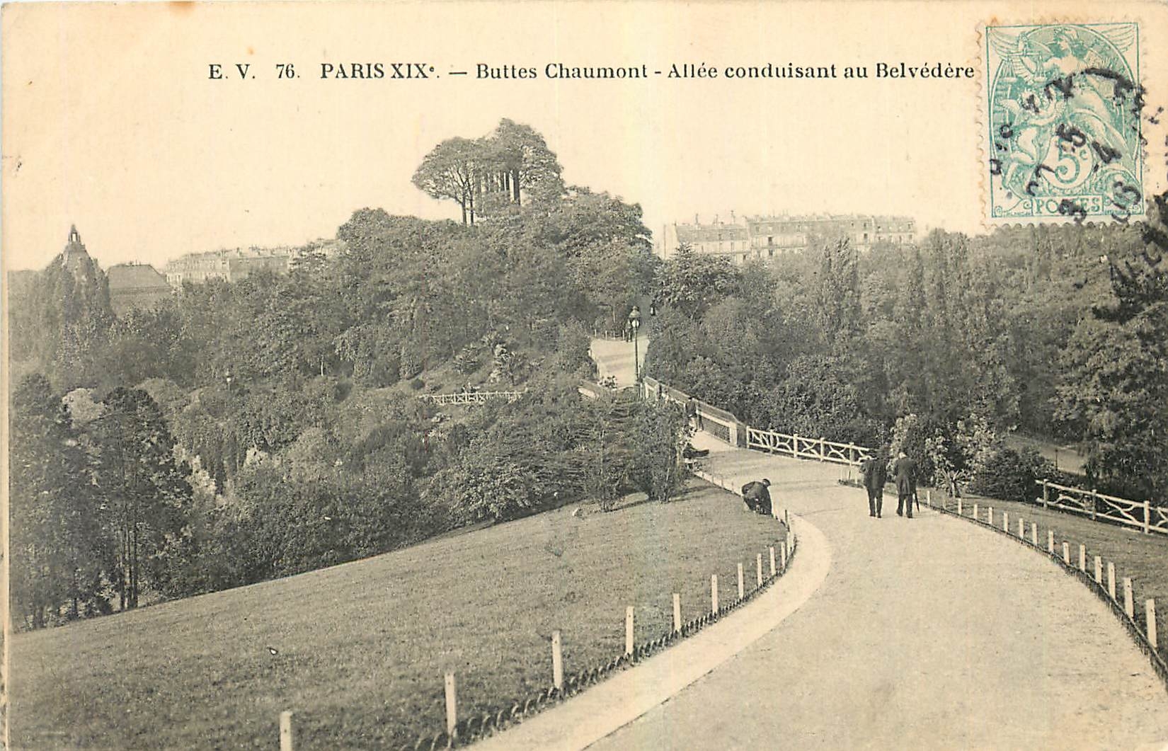 CPA Paris Buttes Chaumont Allee conduisant au Belvedere 