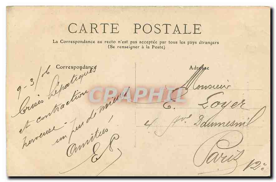 CPA Tout Paris Butes Chaumont  — Verso