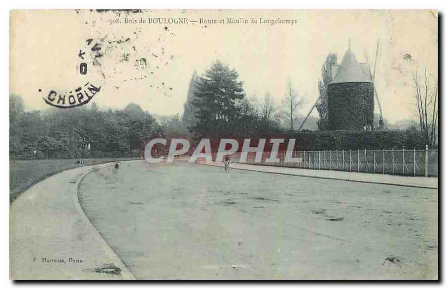 CPA Bois de Boulogne Route et Moulin de Longchamps 