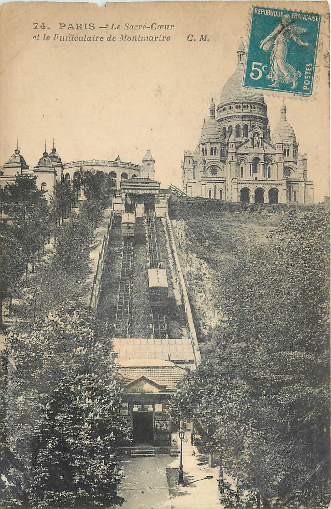 CPA Paris Le Sacre Coeur et le Funiculaire de Montmartre 