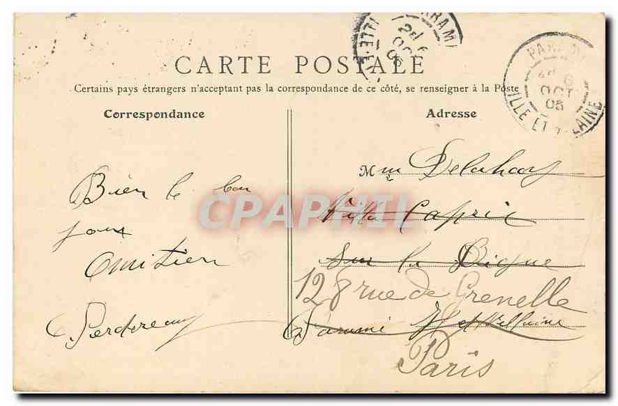 CPA Paris Bois de Boulogne Pavillon d'Armenonville  — Rückseite