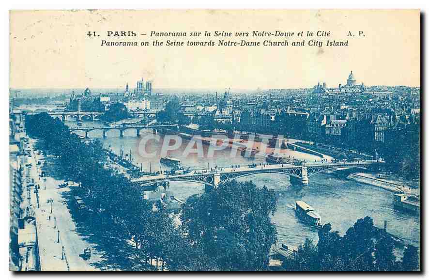 CPA Paris Panorama sur la Seine vers Notre Dame et la Cite 