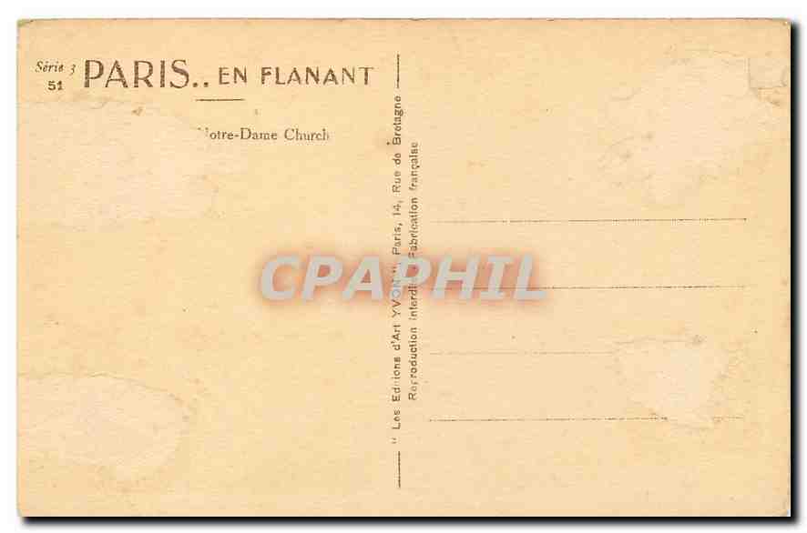 CPA Paris Notre Dame  — Verso