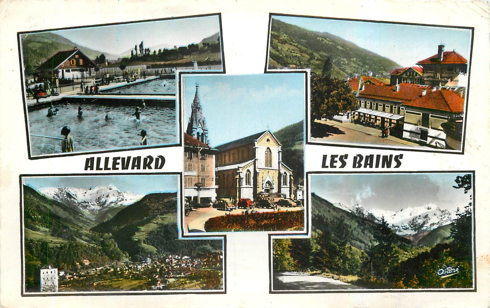 CPA Les Belles Alpes Francaises Allevard les Bains Piscine Etablissement Thermal Place et Eglise Vue