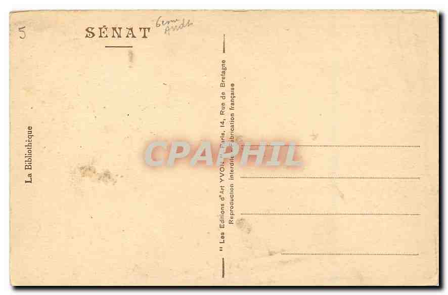 CPA La Bibliotheque Senat  — Rückseite