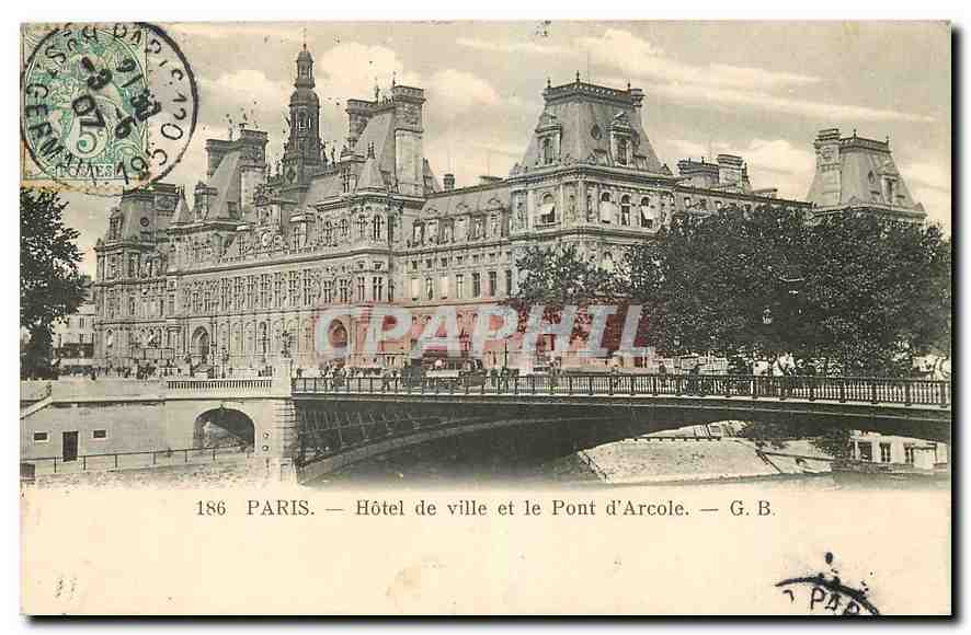 CPA Paris Hotel de Ville et le Pont d'Arcole 