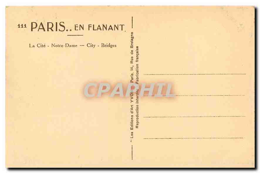 CPA Paris en flanant La Cite Notre Dame  — Verso