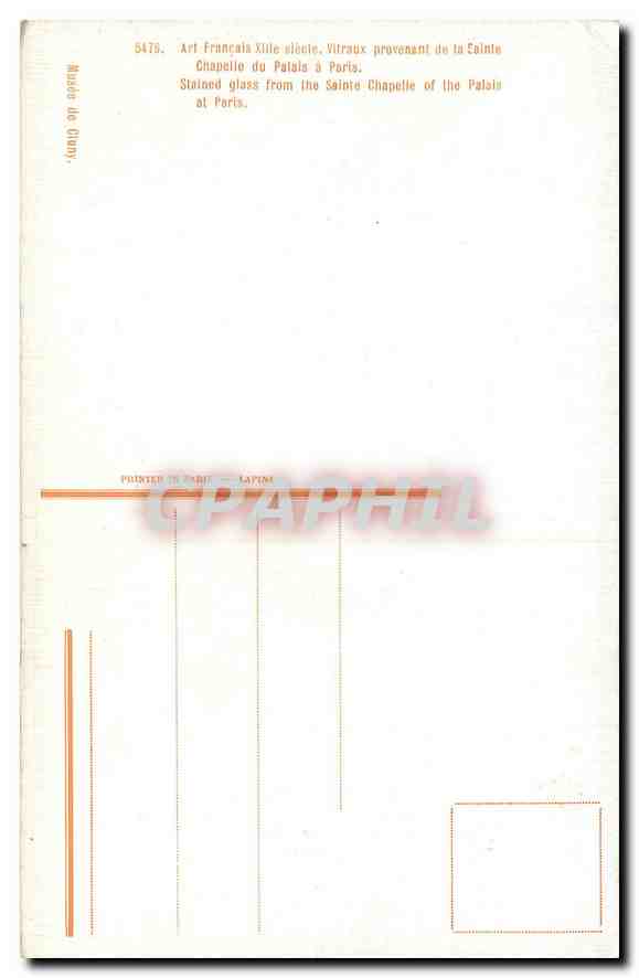 CPA Art Francais XIII siecle Vitraux provenant de la Sainte Chapelle du Palais a Paris  — Verso