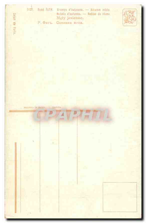 CPA Rene Fath Brumes d'automne  — Rückseite