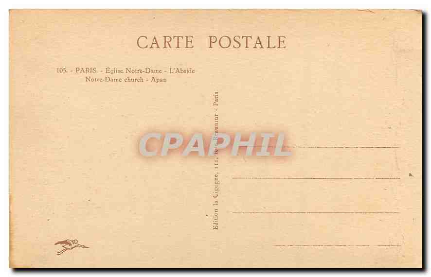 CPA Paris Eglise Notre Dame L'Abside  — Verso