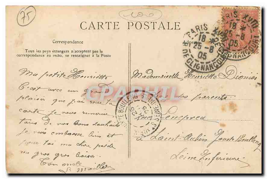 CPA Paris Gare Saint Lazare  — Rückseite