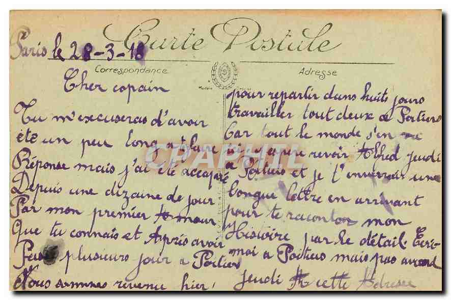CPA Paris La Place de la Bastille  — Rückseite