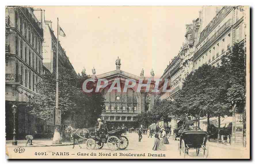 CPA Paris Gare du Nord et Boulevard Denain 