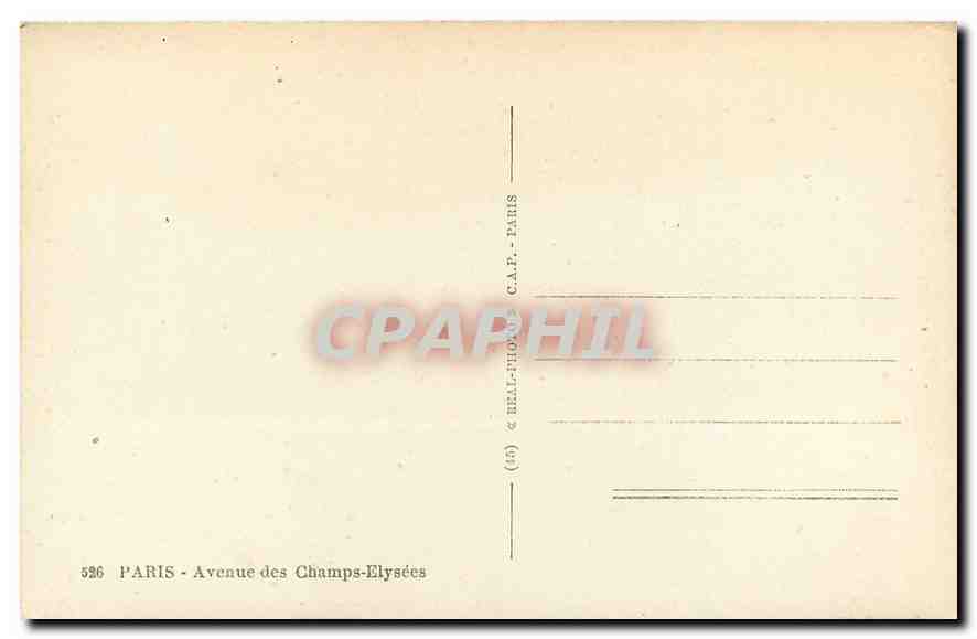 CPA Paris Avenue des Champs Elysees Automobile — Rückseite