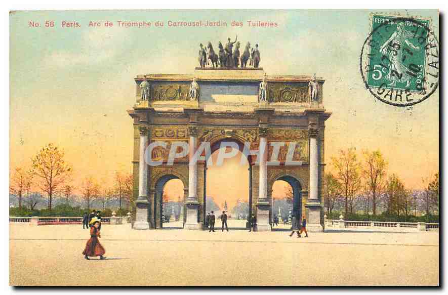 CPA Paris Arc de Triomphe du Carrousel Jardin des Tuileries 