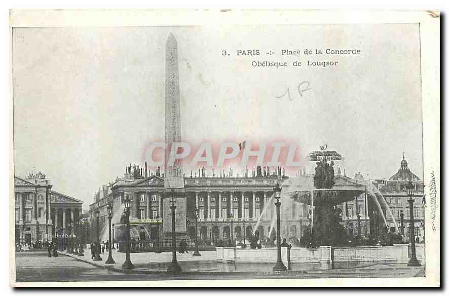 CPA Paris Place de la Concorde Obelisque de Louqsor 